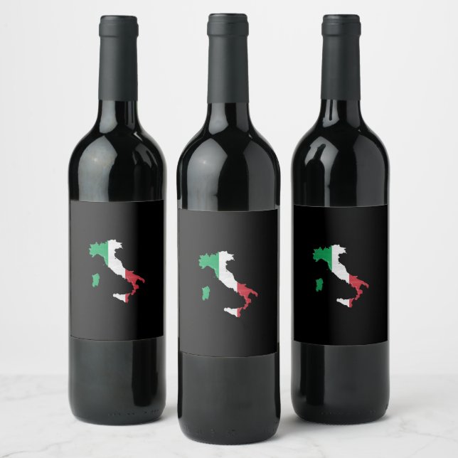 Italy flag and map wine label (Bottles)