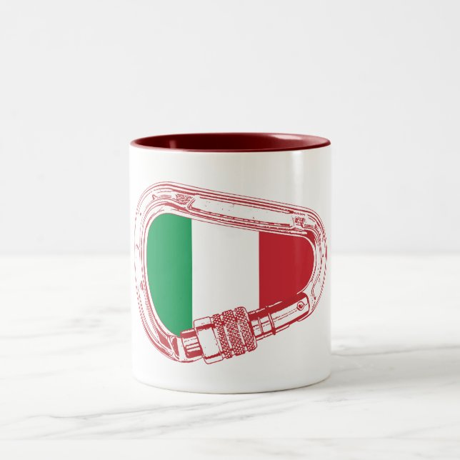 Italy Flag Climbing Carabiner Two-Tone Coffee Mug (Center)