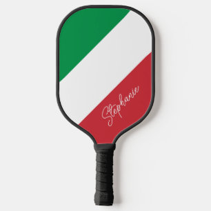 Italy Flag Colour Stripes Personalized Pickleball Paddle