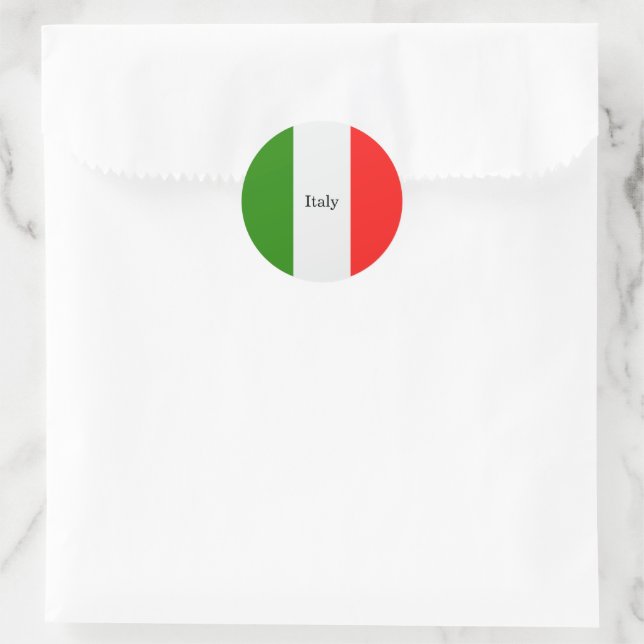 Italy, flag colours, labelled, classic round sticker (Bag)