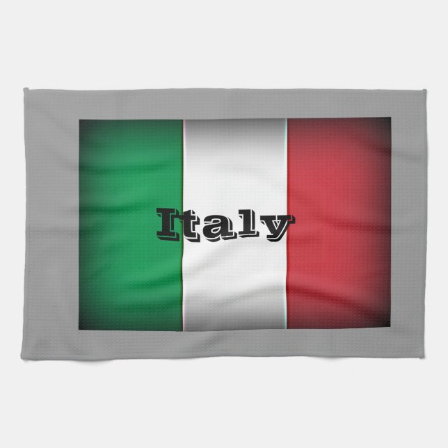 Italy Flag Dark Edge Kitchen Towel (Horizontal)
