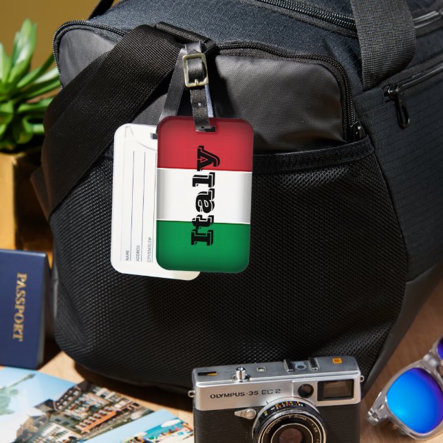 Italy Flag Dark Edge Luggage Tag (Front & Back)
