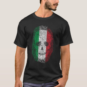 Italy Flag Fingerprint Skull Human Skeleton Head T-Shirt