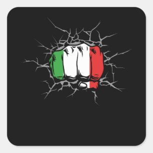 Italy Flag Fist Square Sticker