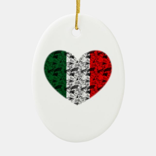 Italy Flag Heart Ceramic Ornament (Front)