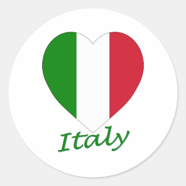 Italy Flag Heart Classic Round Sticker (Front)