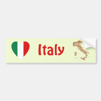 Italy Flag Heart + Map Bumper Sticker