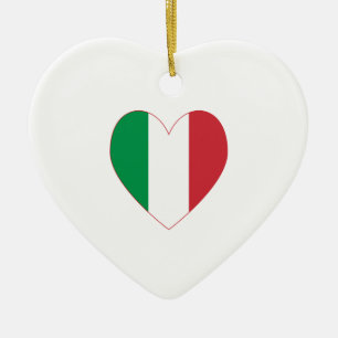 Italy Flag Heart Red Border Ceramic Ornament