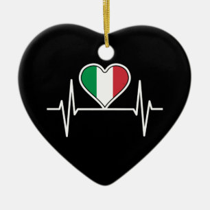 Italy Flag Heartbeat Ceramic Ornament