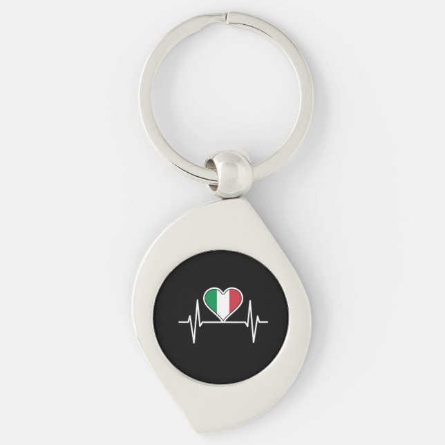Italy Flag Heartbeat Keychain (Front)