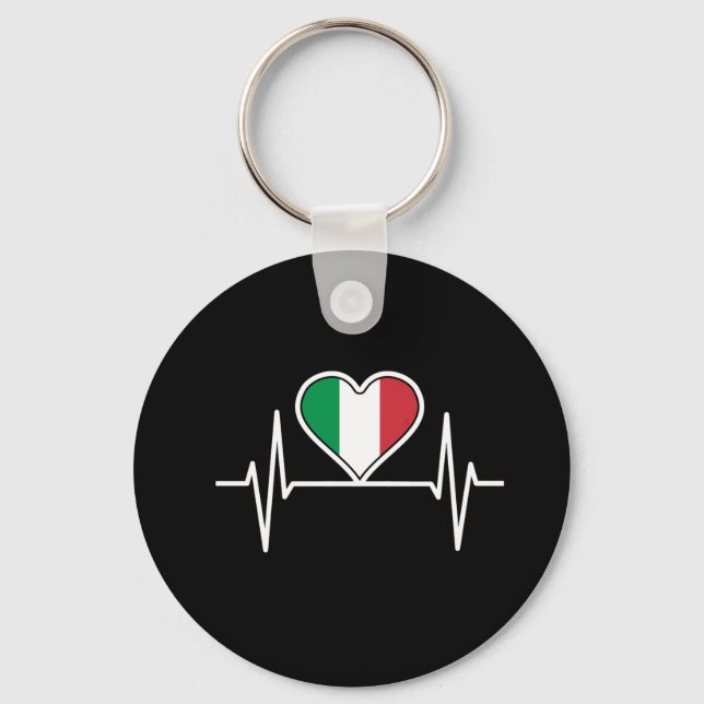 Italy Flag Heartbeat Keychain (Front)
