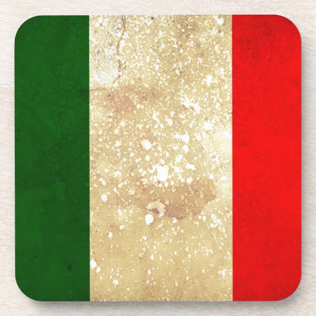 Italy Flag in Grunge Coaster (Front)