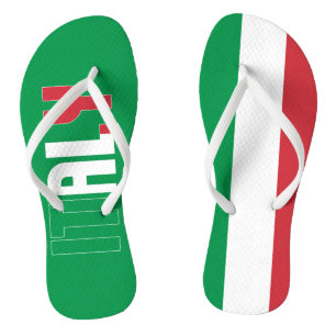 Italy Flag Inscription Green Red White Patriotic Flip Flops