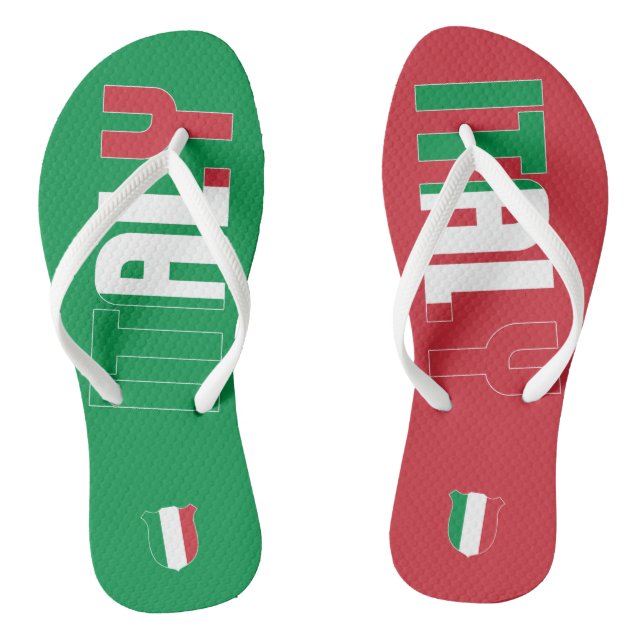 Italy Flag Inscription Green Red White Two Colour  Flip Flops (Footbed)