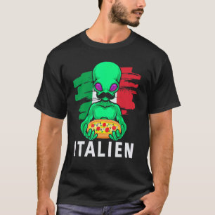 Italy Flag Italian Alien Vegan Pizza Word Game T-Shirt