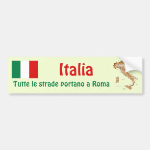 Italy Flag + Map Bumper Sticker
