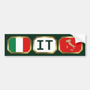 Italy Flag Map Code Bumper Sticker