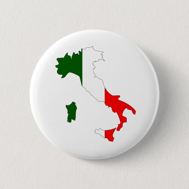 Italy Flag Map full size 2 Inch Round Button (Front)