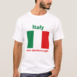 Italy Flag + Map + Text T-Shirt