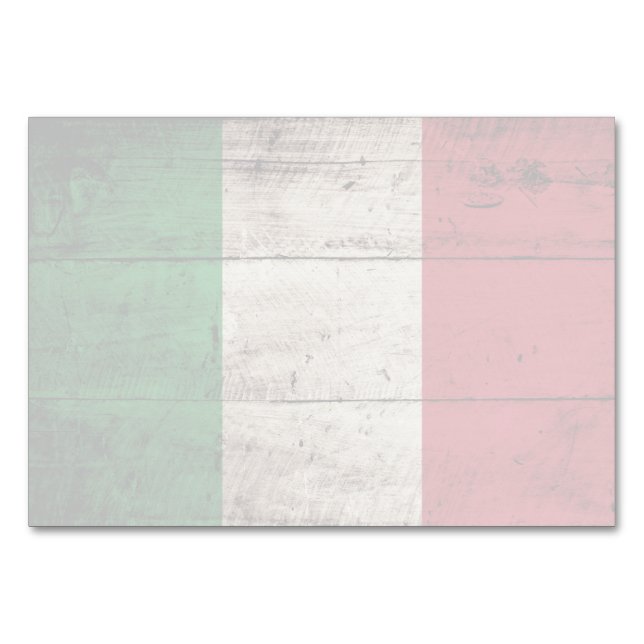 Italy Flag on Old Wood Grain Table Number (Front)