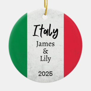 Italy Flag Ornament, Personalized Italy Ceramic Ornament