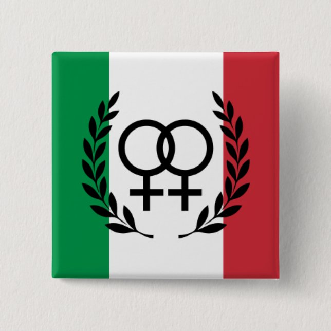 italy flag Sapphic Symbol badge 2 Inch Square Button (Front)