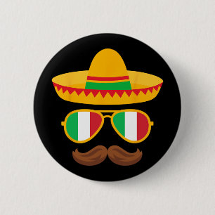 Italy Flag Sungles Italian Cinco De Mayo Mexican B 2 Inch Round Button