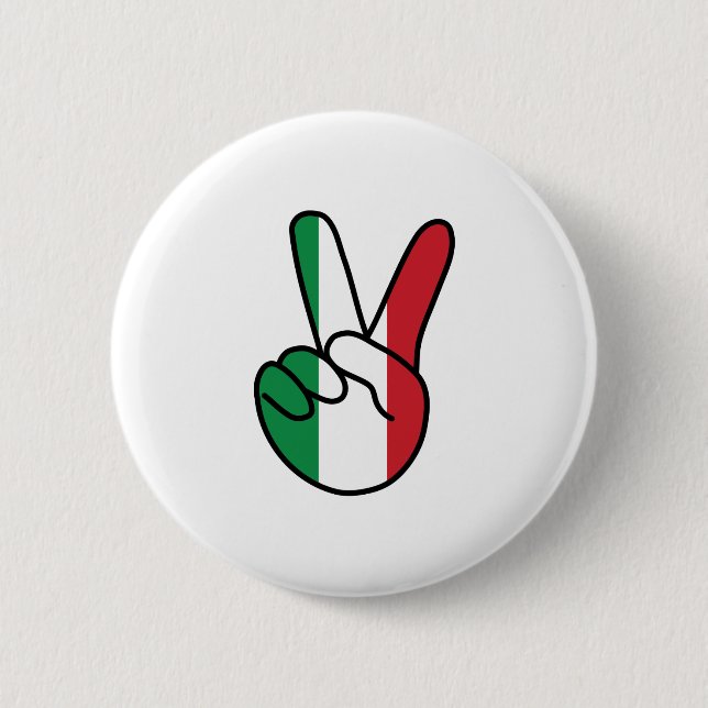 Italy Flag V Sign 2 Inch Round Button (Front)