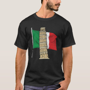 Italy flag with Leaning Tower of Pisa Italian land T-Shirt