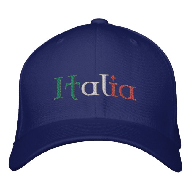 Italy flag with the Italia logo in the flag colour Embroidered Hat (Front)