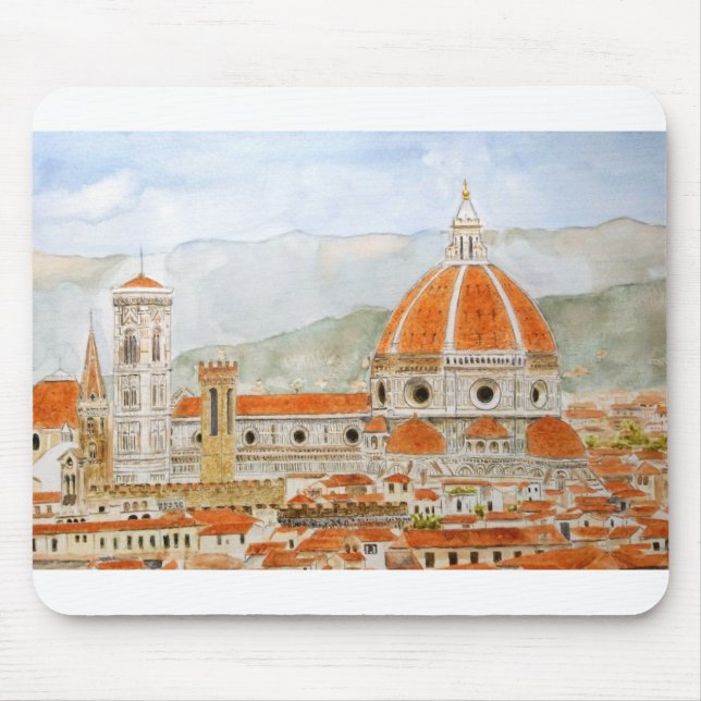 Italy Florence Cathedral Duomo watercolor painting Mouse Pad (Front)