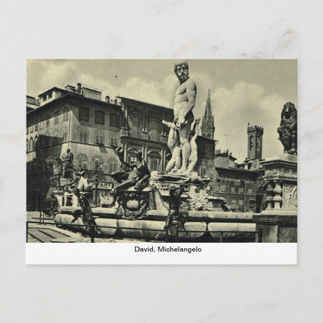 Italy, Florence, Firenze, 1908,David, Michelangelo Postcard (Front)