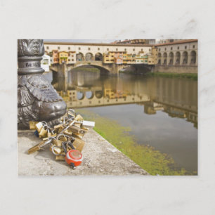 Italy, Florence, Love Locks and Reflections in Postcard