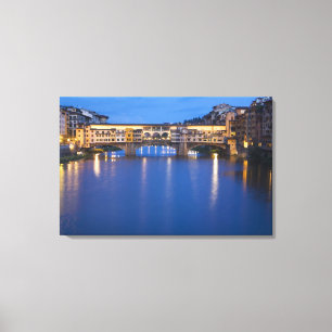Italy, Florence, Night Reflections in the Canvas Print