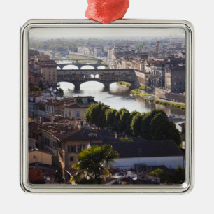 Italy, Florence, Ponte Vecchio and River Arno Metal Ornament