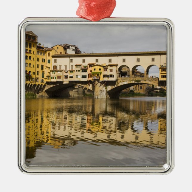 Italy, Florence, Reflections in the River Arno Metal Ornament (Front)