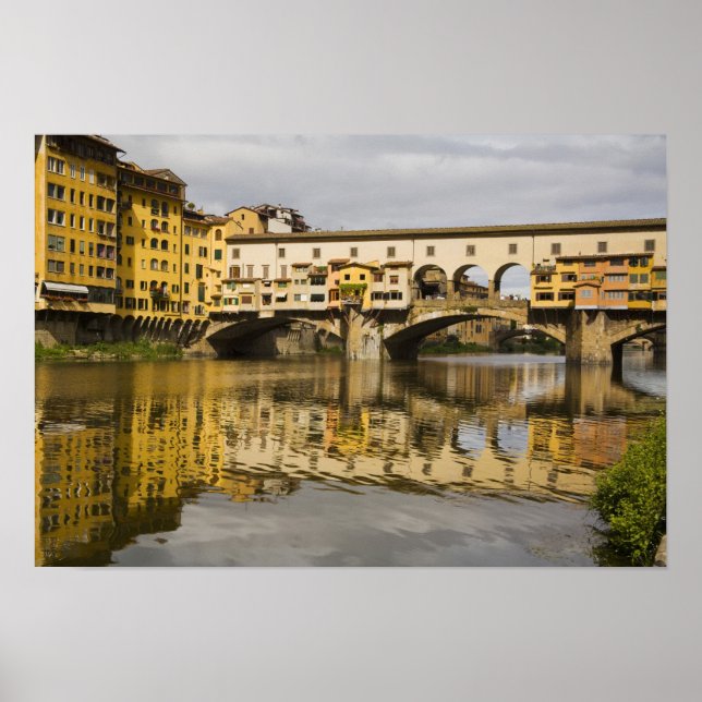 Italy, Florence, Reflections in the River Arno Poster (Front)
