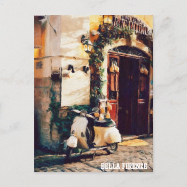 ** Italy Florence Scooter AP12 Cobblestone Postcard (Front)
