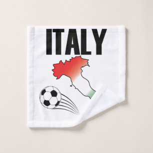 Italy Football Fan Map Boot Soccer Ball Wash Cloth