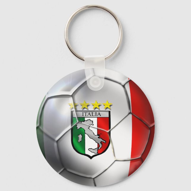 Italy Forza Azzurri Calcio Soccer Ball flag Keychain (Front)