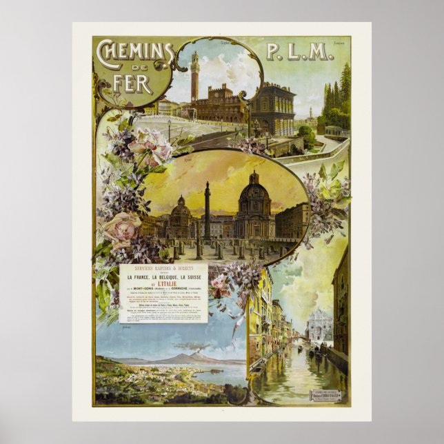 Italy France Railroad Vintage Poster (Front)
