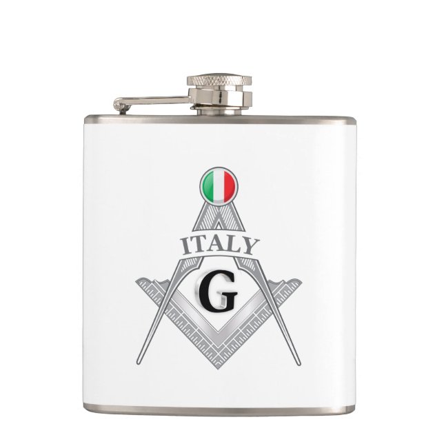 Italy freemasonry sign hip flask (Front)