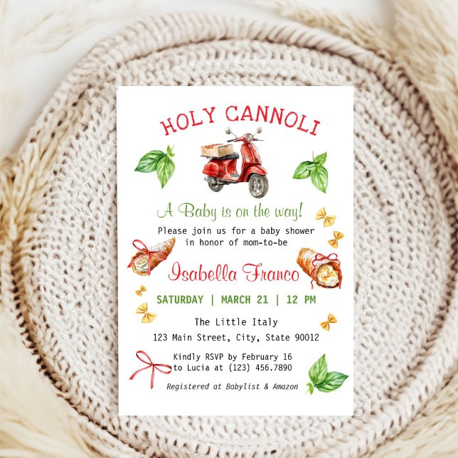 Italy Fun Holy Cannoli Baby Shower Invitation (Italian Holy Cannoli Baby Shower Invitation)
