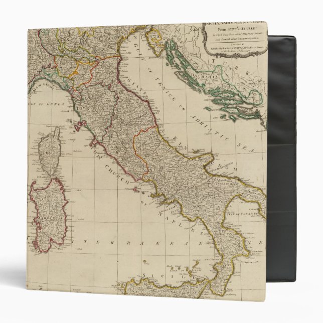 Italy hand coloured Atlas Map Binder (Front/Inside)