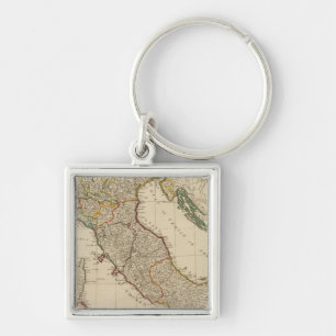Italy hand coloured Atlas Map Keychain