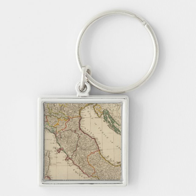 Italy hand coloured Atlas Map Keychain (Front)