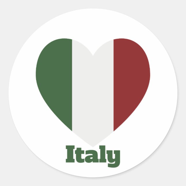Italy Heart Flag Classic Round Sticker (Front)
