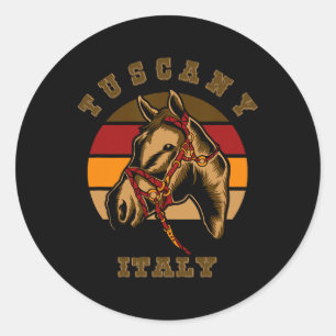 Italy Horseck Riding Horse Retro Style Tuscany Equ Classic Round Sticker