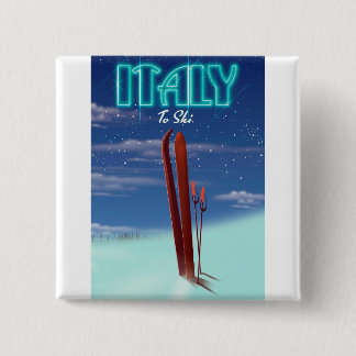 Italy 'Ice' Ski travel poster. 2 Inch Square Button