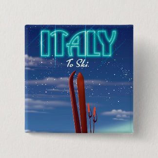 Italy 'Ice' Ski travel poster. 2 Inch Square Button